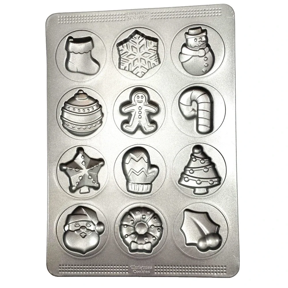 Christmas Cookie Molded Sheet Pan Non-Stick 12 Cavities Sweet Creations